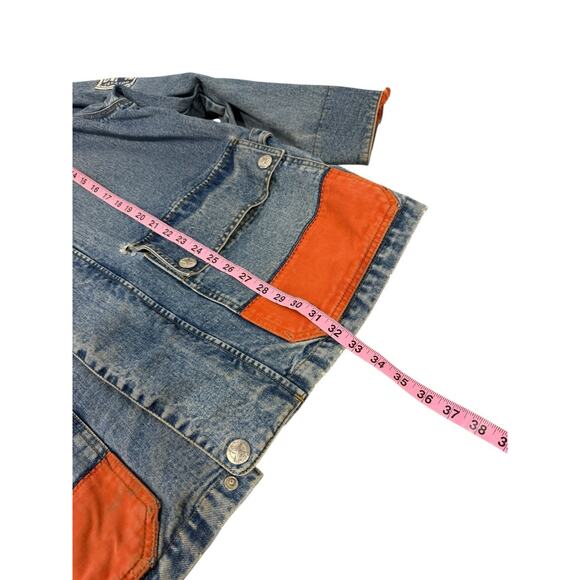 Vintage Y2K Nautica Distressed Denim Chore Style Jacket Men’s Size Large - Picture 13 of 16